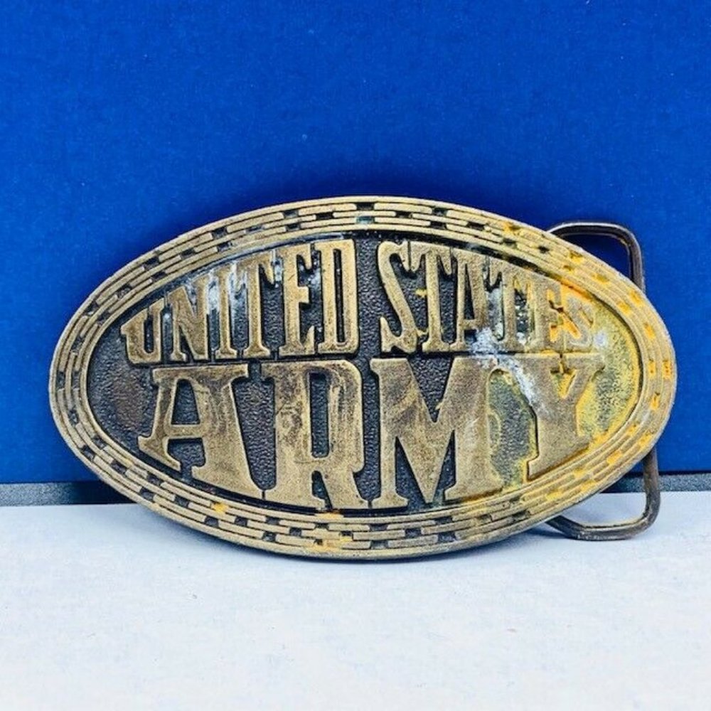 Army Brass belt buckle Welcome United States vtg